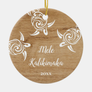 FOTO Weiße Schildkröten Mele Kalikimaka Keramik Ornament