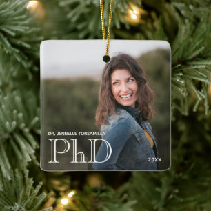 Foto Weiße Wörter PhD Grad Jahr Abschluss Keramikornament