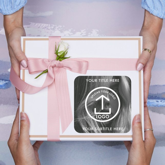 Foto-Werbemarken für Firmenlogo Quadratischer Aufkleber (Business Logo Name Text Photo Promotional Branding Square Sticker)