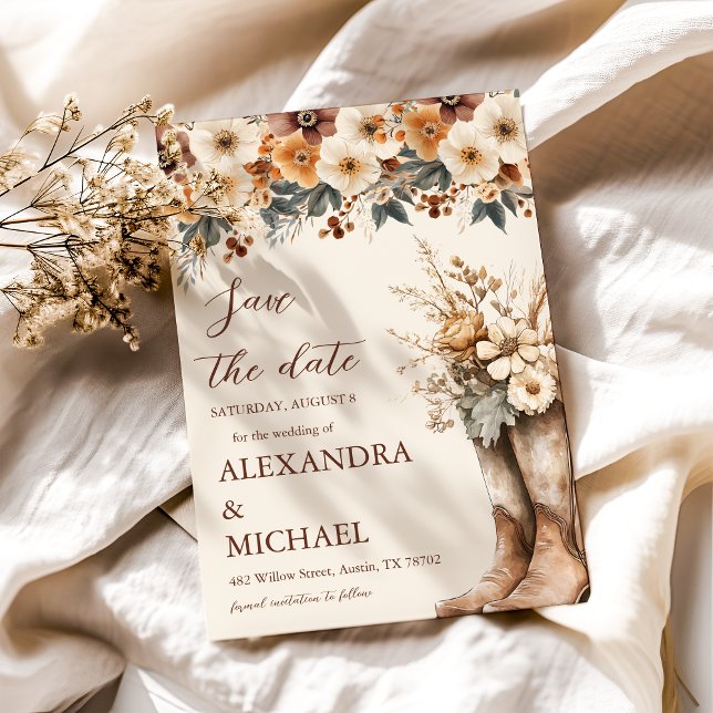 Foto Western Boots Flora Terracotta Wedding Save The Date (Von Creator hochgeladen)