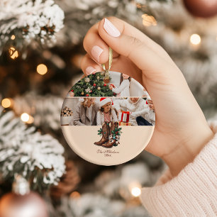 Foto Western-Schleife und Stiefel Weihnachten Keramik Ornament