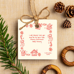 Foto Whimsical Red Doodle Weihnachtsnachricht Cera Keramikornament