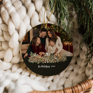 Foto Whimsical Woodland Storybook Weihnachten Keramik Ornament