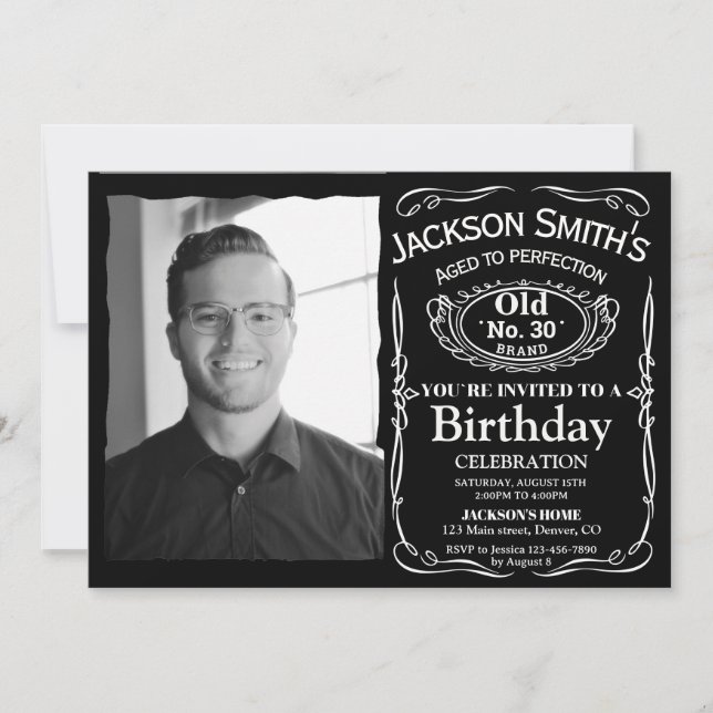 Foto Whiskey Einladung zum Geburtstag Liquor laden (Vorderseite)