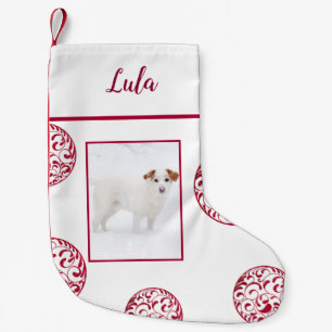 Foto White Burgundy Ornaments Personalisiert Kleiner Weihnachtsstrumpf