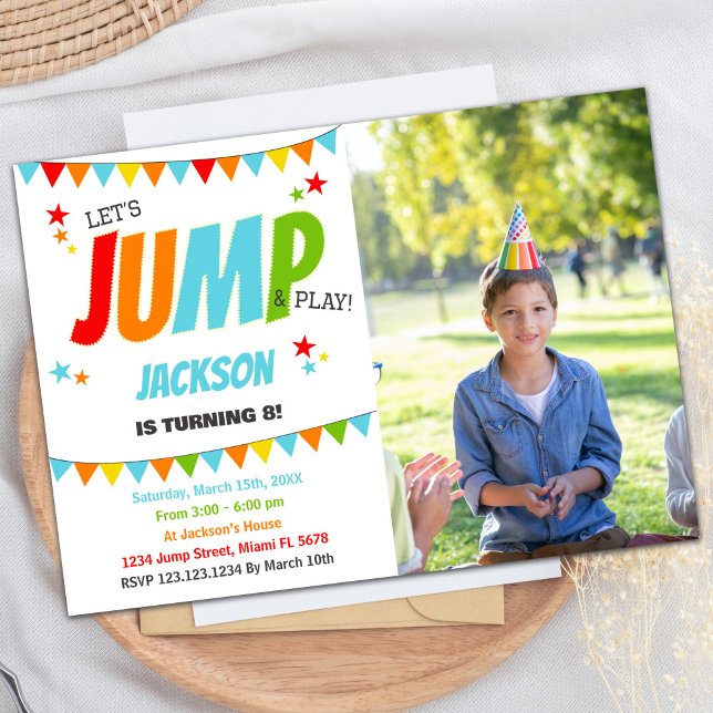 Foto White Jump Geburtstagseinladungen Einladung (Photo White Jump Birthday Invitations)
