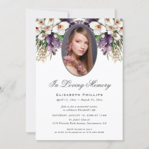 Foto White Lila Orchid Beerdigungsdienst Einladung