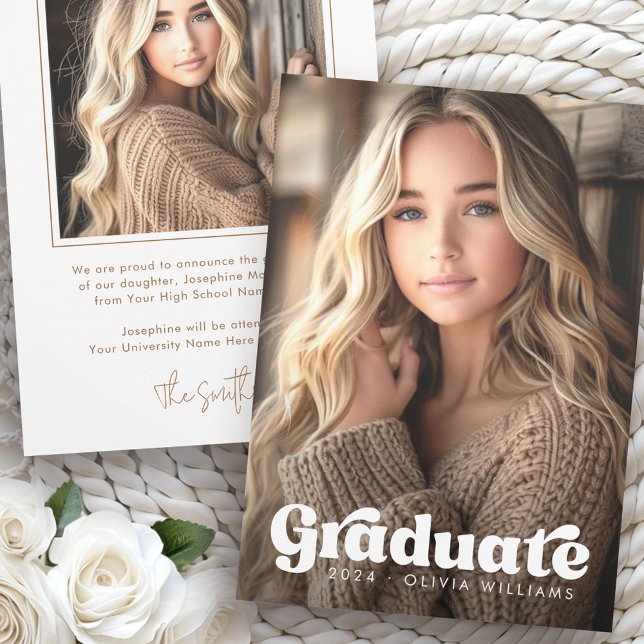 Foto white retro grad Abschluss Ankündigung (Photo white retro grad graduation announcement)
