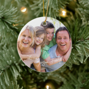 Foto White Script Ornament