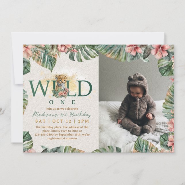 Foto Wild One Baby Boy Erstgeburt Einladung (Vorderseite)