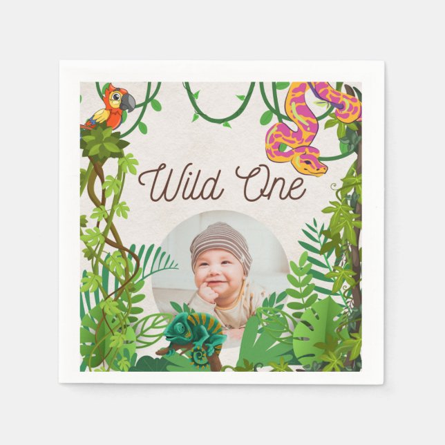 Foto Wild One Geburtstag Napkin Serviette (Vorderseite)