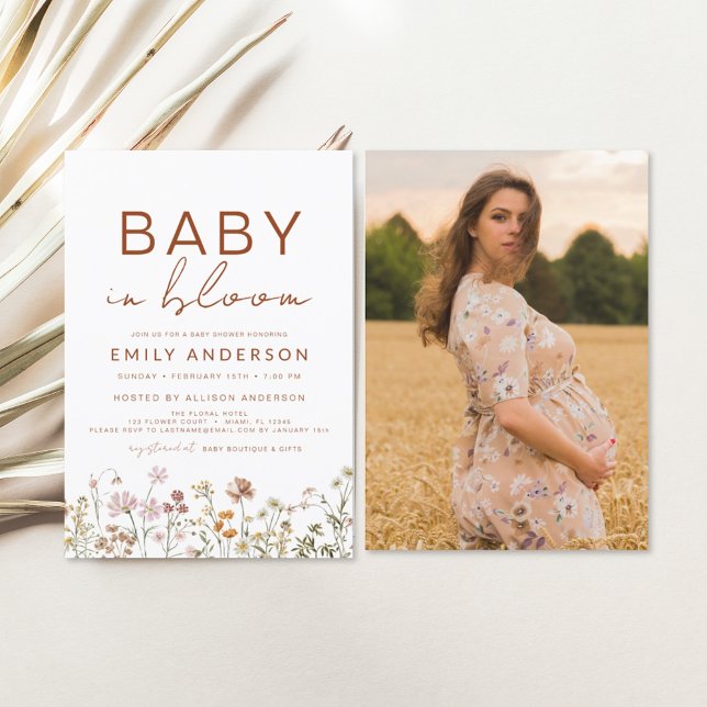 Foto Wildblume Baby in Bloom Baby Dusche Einladung (Von Creator hochgeladen)
