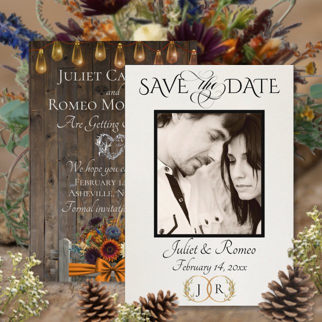 Foto, Wildblumen & Blattmonogramm - Kupfer Save The Date (Von Creator hochgeladen)