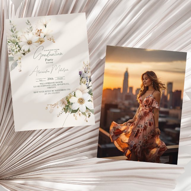 Foto Wildblumen Eleganter Abschluss Einladung (Von Creator hochgeladen)