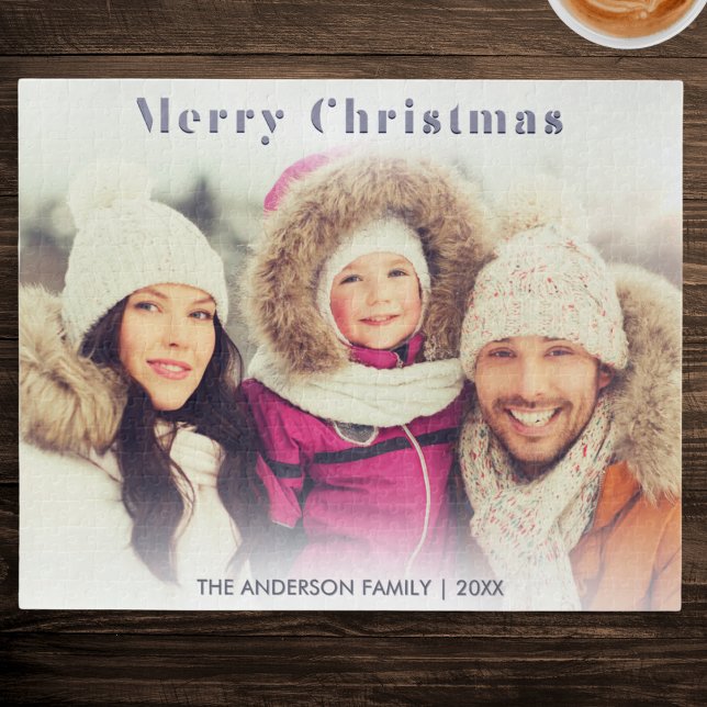 Foto Winter Urlaub Moderne Weihnachten (A festive winter jigsaw puzzle to personalize with your own photo and name(s))