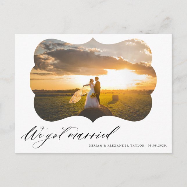 Foto Wir got verheiratete Hochzeitserklärung Postk Postkarte (Vorderseite)