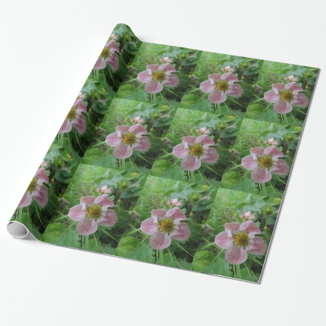 Foto-Wrapping-Papier mit rosa Blume Geschenkpapier (Ungerollt)