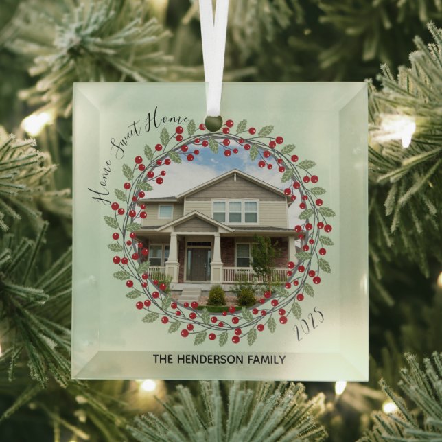 Foto Wreath Zuhause Sweet Zuhause Weihnachtsbaum Ornament Aus Glas (Insitu)