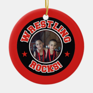 Foto-Wrestling schaukelt Weihnachtsverzierung Keramikornament