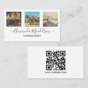 Foto x3-Text und QR-Code oder -Logo Visitenkarte