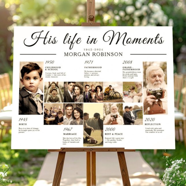 Foto-Zeitleiste für Beerdigung Poster (Funeral Photo Memory Timeline Board Poster, Memorial Gift Idea, Celebration of Life Decor)