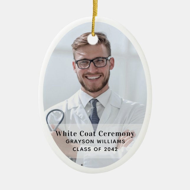 Foto-Zeremonie auf dem Weißen Coat Keramik Ornament (Vorne)