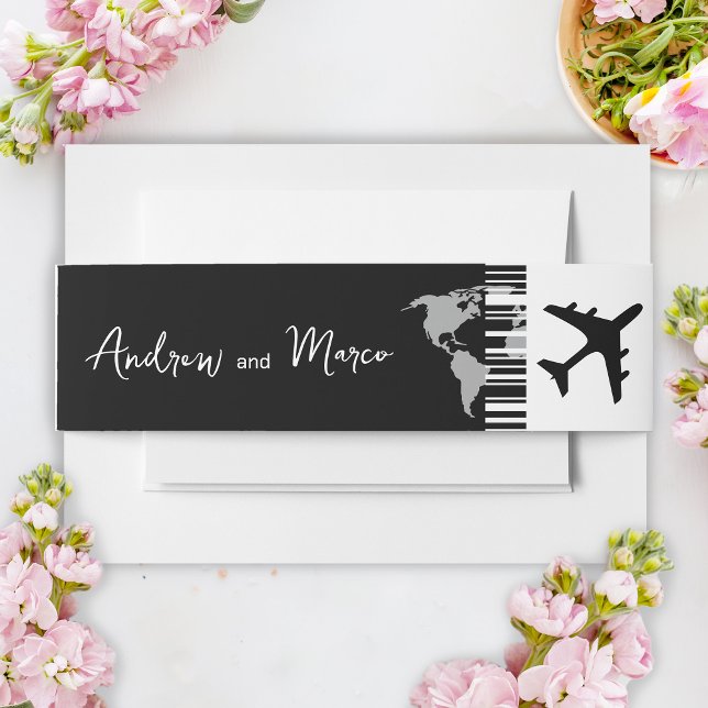 Foto Zielort Boarding Pass Hochzeit Einladungsbanderole (Wedding Invitation Suite)