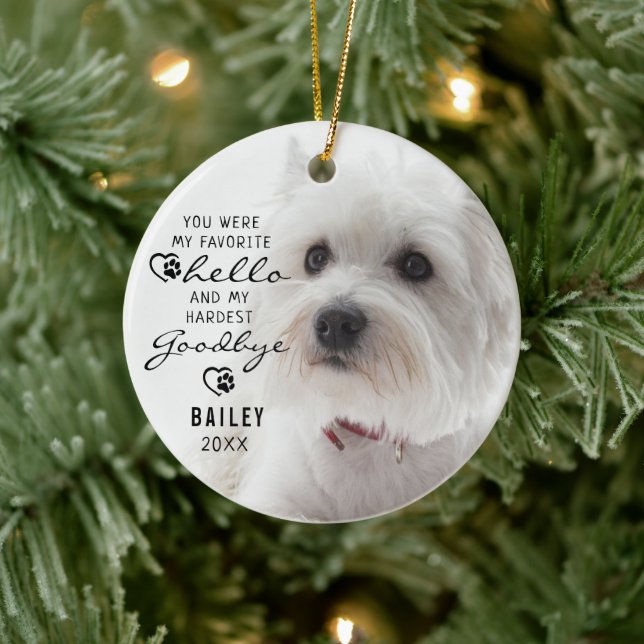 Foto-Zitat für Hunde mit Verlust Keramik Ornament (Baum)