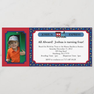 Foto-Zugticket - Rot und Blau Einladung