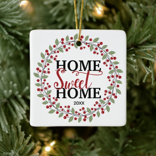 Foto Zuhause Sweet Zuhause Weihnachtsbaum Keramikornament (Baum)