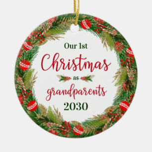 Foto zum 1. Weihnachten als Großeltern Keramik Ornament