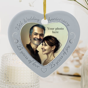 Foto zum 25. Hochzeitstag Keramik Ornament