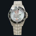 Foto zum 25. Jahrestag Armbanduhr<br><div class="desc">Personalisiertes Foto für Ihren fünfundzwanzigsten Hochzeitstag (oder personalisieren Sie für alles, was Sie gewollt!). Die Vorlage ist für Sie Set, um Ihr eigenes Foto hinzuzufügen und Sie können auch den gesamten Text bearbeiten, wenn Sie möchten. Die Formulierung liegt auf einem halbtransparenten Grenzüberlagerungen über Ihrem Foto. Der Beispieltext lautet "200 Filme...</div>