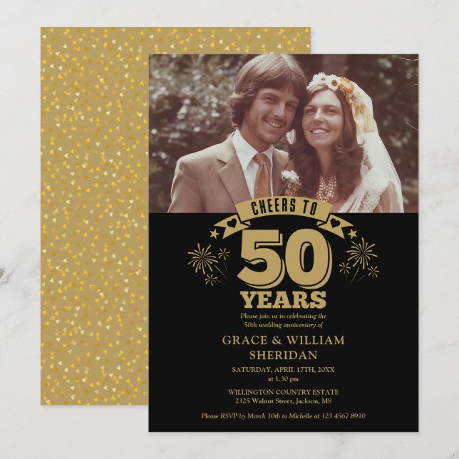 Foto zum 50. Hochzeitstag Einladung (Vorne/Hinten)