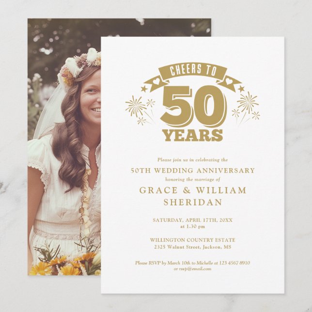 Foto zum 50. Hochzeitstag Einladung (Vorne/Hinten)