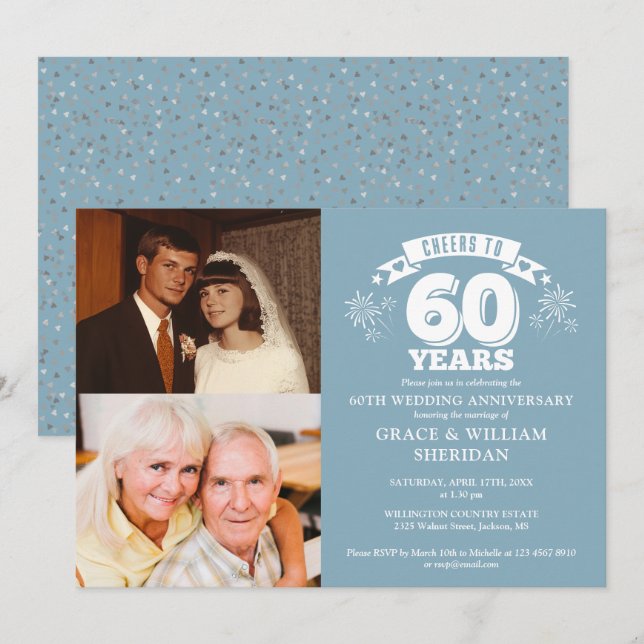 Foto zum 60. Hochzeitstag 2 Einladung (Vorne/Hinten)