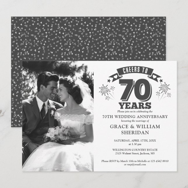 Foto zum 70. Hochzeitstag Einladung (Vorne/Hinten)