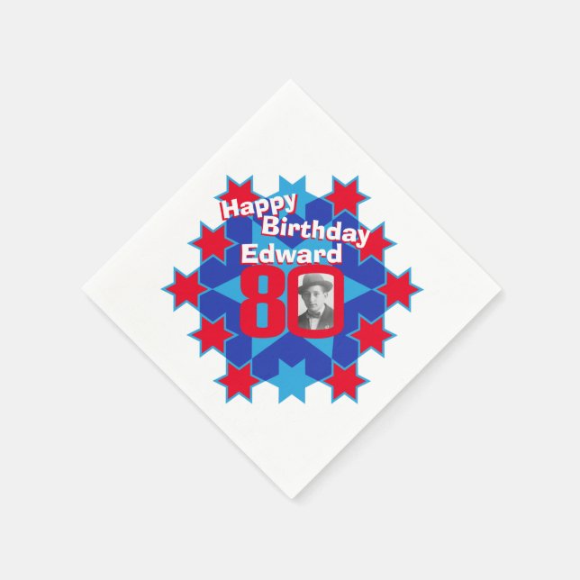 Foto zum 80. Jubiläum und Name der Red Star Servie Serviette (Ecke)
