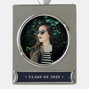 Foto zum Abschluss eines Jahrgangs Banner-Ornament Silber