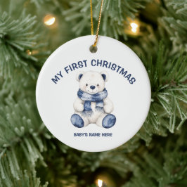 Foto zum ersten Weihnachten des Babys im Wasserfar Keramik Ornament