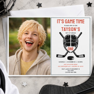 Foto zur 1. Geburtstagsfeier It's Game Time Hockey Einladung