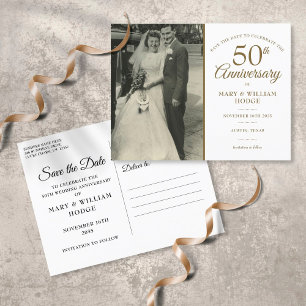 Foto zur Hochzeit vor 50 Jahren - Save the Date Ankündigungspostkarte
