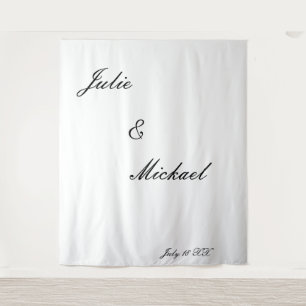 Fotobooth-Hochzeit schwarz-weiß florales Herz Wandteppich