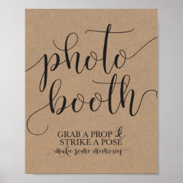 Fotobooth Wedding Sign - Grab a Prop Strip a Pose Poster