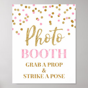 Fotobox Hochzeitsschild Gold Rosa Konfetti Poster