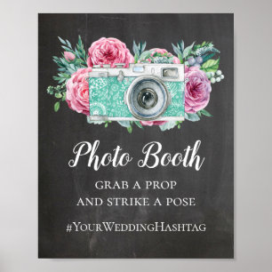 Fotobox‑Kreidetafel‑Hochzeitsschild. Grauer Hashta Poster