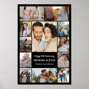 Fotocollage 12 Bilder 12x18 16x24 20x30 Schwarz Poster