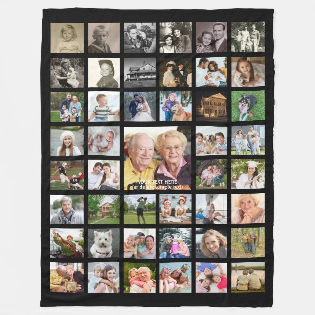 FotoCollage 45 Fotovorlage Personalisiert Schwarz Fleecedecke (Vorderseite)