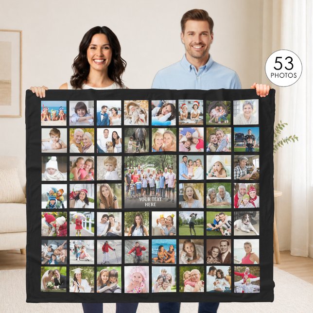 FotoCollage 53 Fotos Personalisiert Schwarz Fleecedecke (Von Creator hochgeladen)