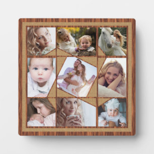 FotoCollage 9 Instagram Pics Wood Burlap für die F Fotoplatte